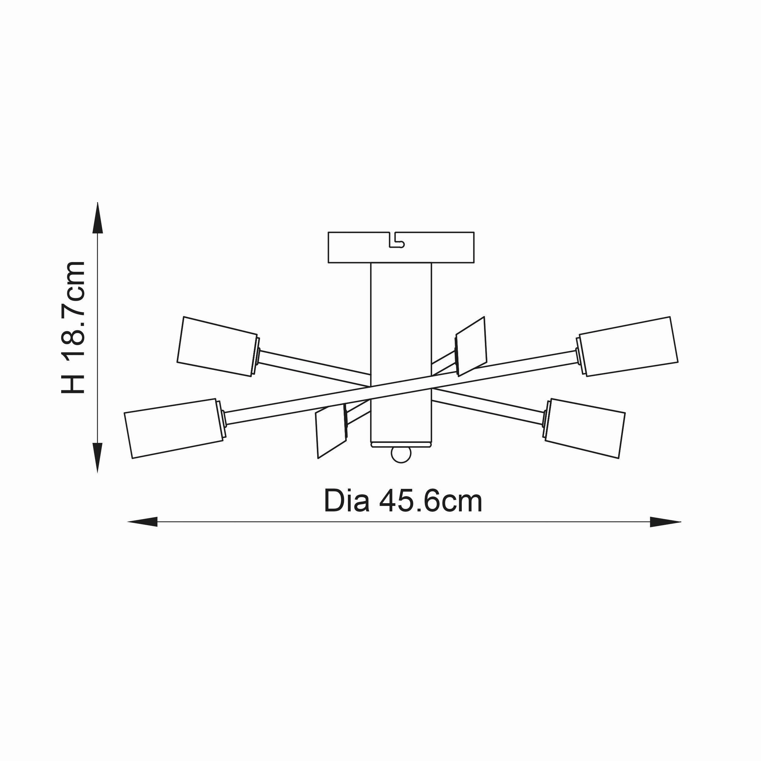 Endon Havana 6 Light Chrome Semi Flush Ceiling Light