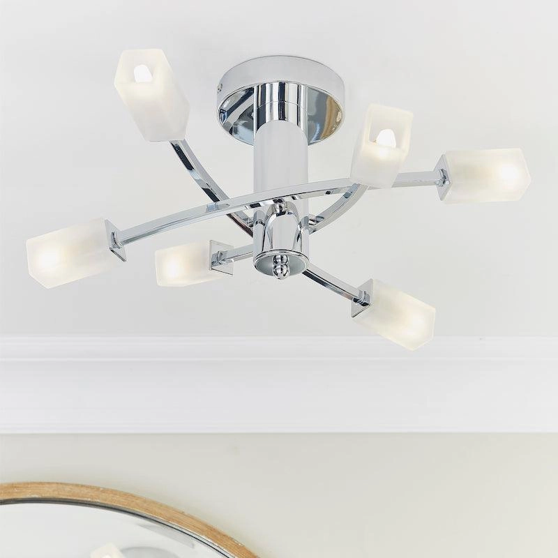 Endon Havana 6 Light Chrome Semi Flush Ceiling Light