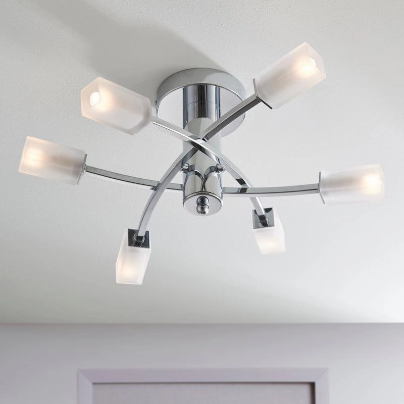Endon Havana 6 Light Chrome Semi Flush Ceiling Light