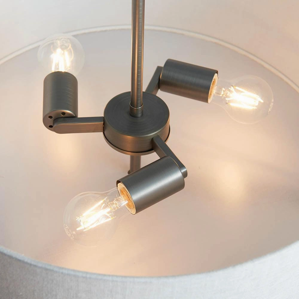 Endon Hayfield 3 Light Brushed Bronze Pendant Ceiling Light