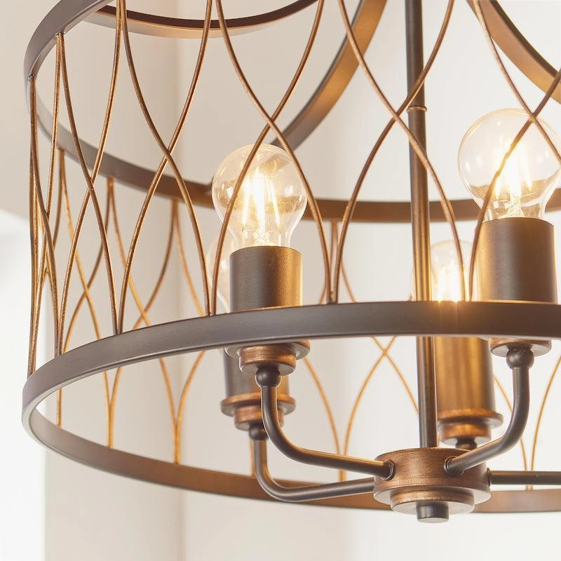 Endon Heston Black & Bronze 5 Light Pendant Ceiling Light