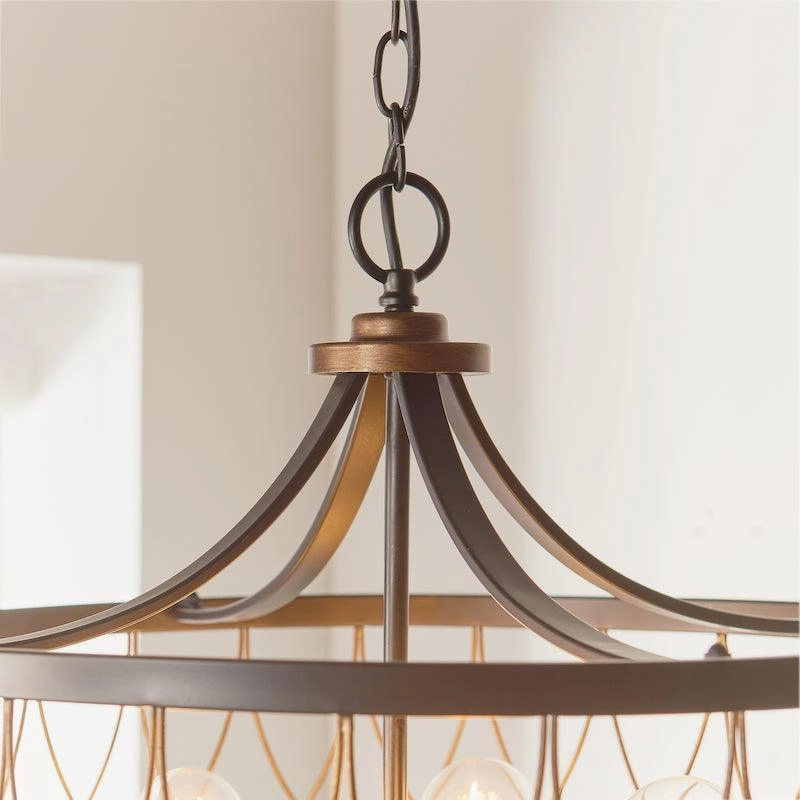 Endon Heston Black & Bronze 5 Light Pendant Ceiling Light