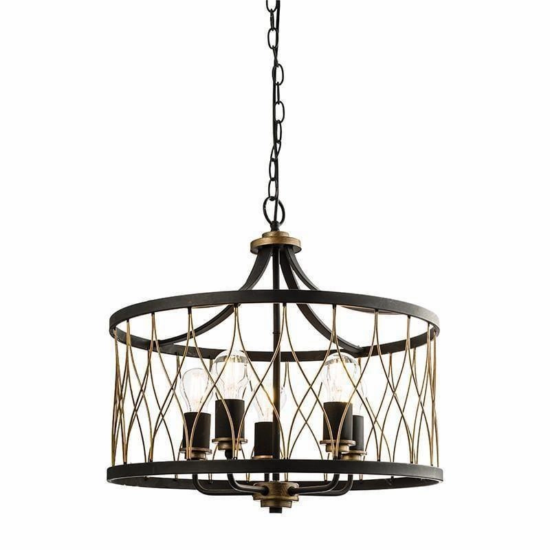 Endon Heston Black & Bronze 5 Light Pendant Ceiling Light modern ceiling lamp