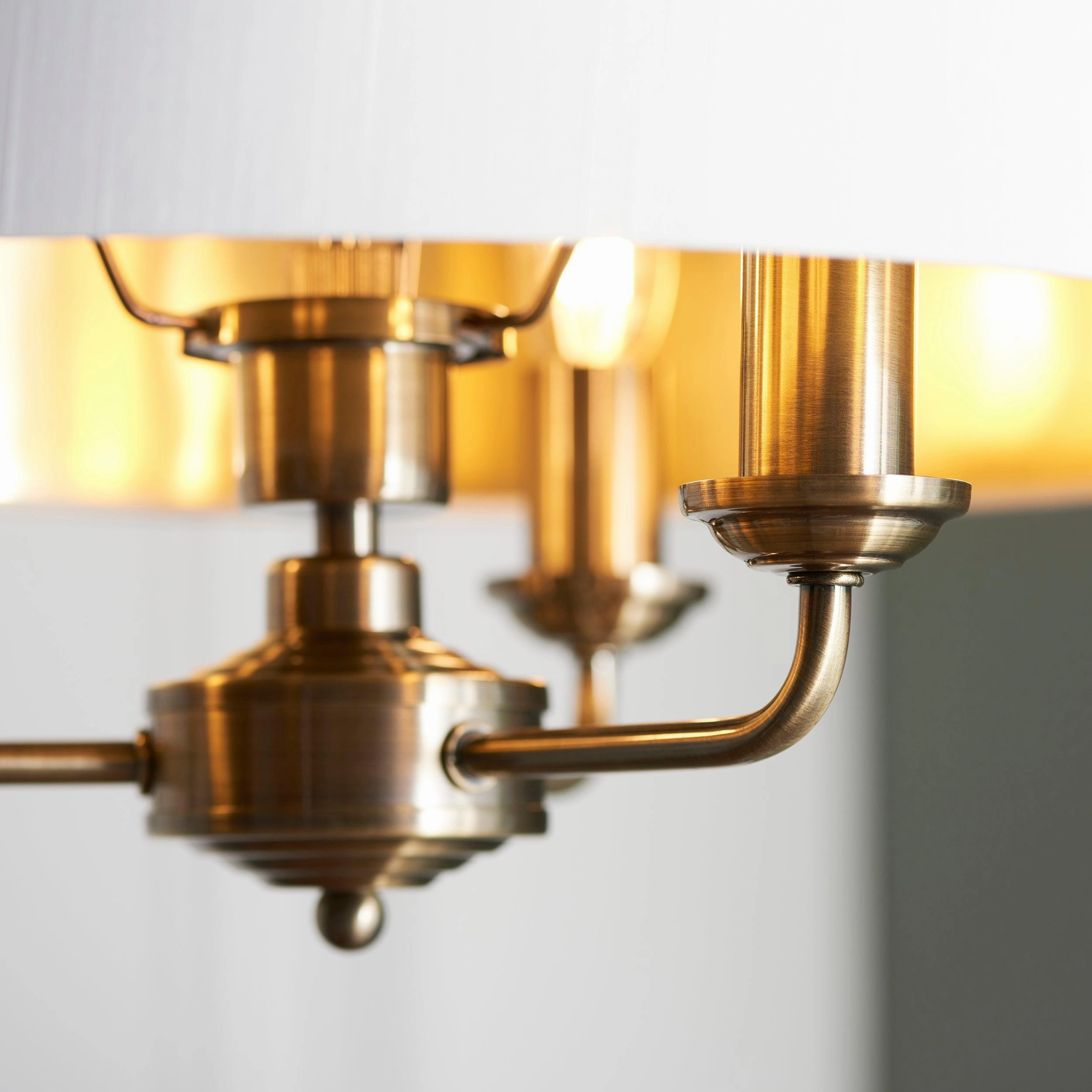 Endon Highclere Antique Brass 3 Light Pendant - White Shade