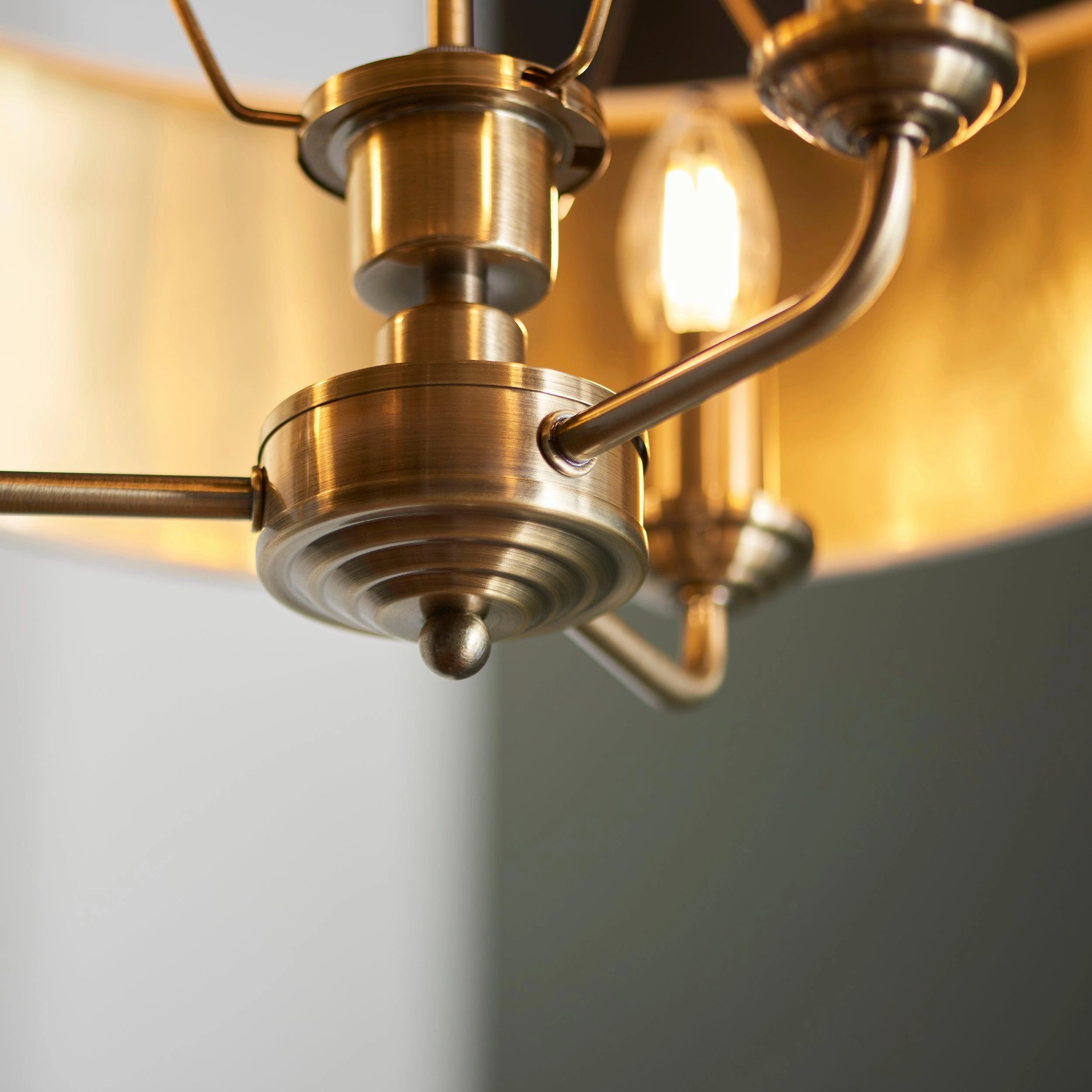 Endon Highclere Antique Brass 3 Light Pendant - White Shade