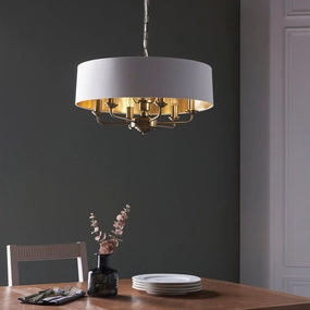 Endon Highclere Antique Brass 6 Light Pendant - White Shade simple ceiling design light