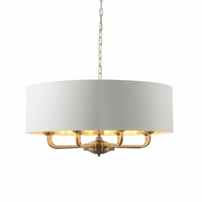 Endon Highclere Antique Brass 8 Light Pendant - White Shade simple ceiling design light
