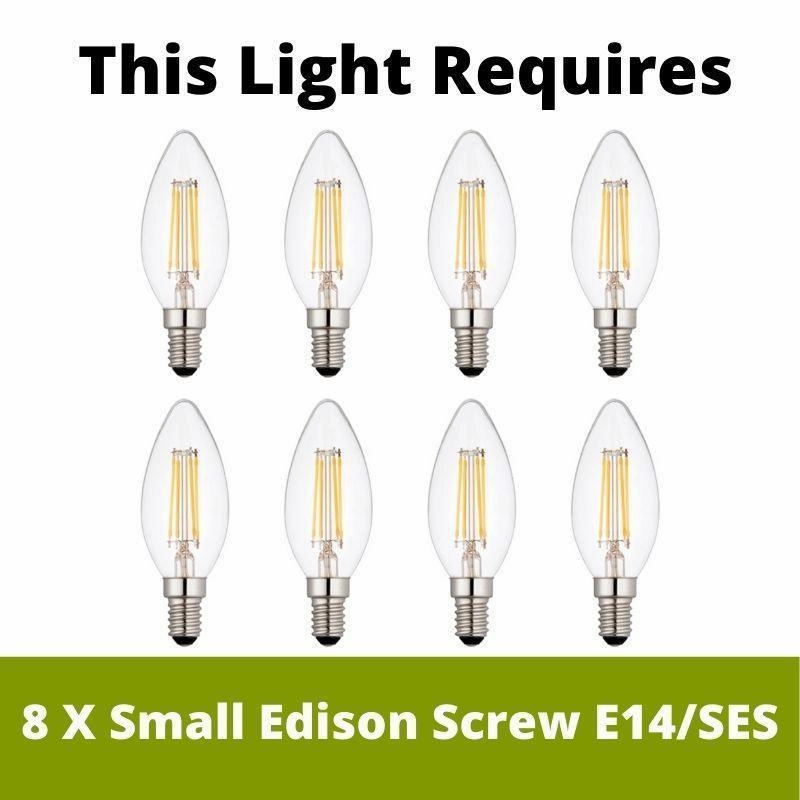 Endon Highclere Antique Brass 8 Light Pendant - White Shade