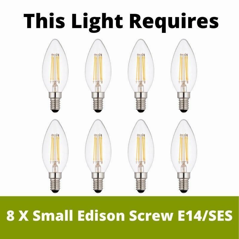 Endon Highclere Antique Brass 8 Light Pendant - White Shade