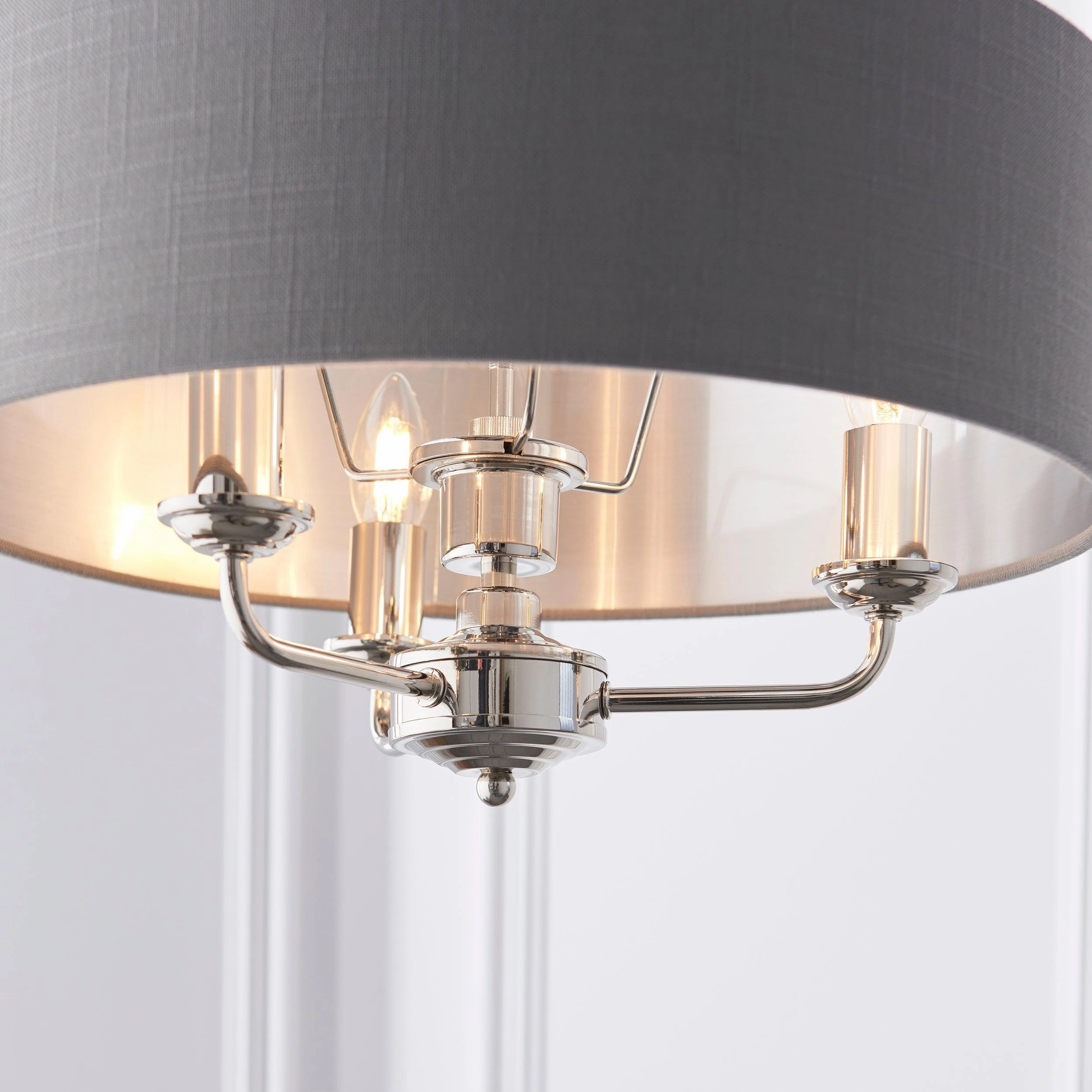 Endon Highclere Bright Nickel 3 Light Pendant - Charcoal Shade