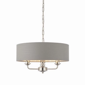 Endon Highclere Bright Nickel 3 Light Pendant - Charcoal Shade simple ceiling design light