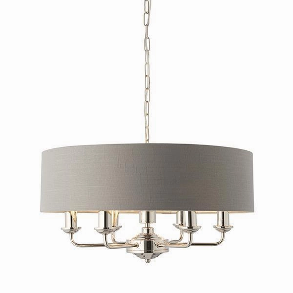 Endon Highclere Bright Nickel 6 Light Pendant - Charcoal Shade simple ceiling design light