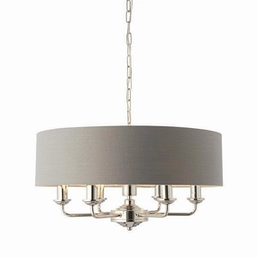 Endon Highclere Bright Nickel 6 Light Pendant - Charcoal Shade simple ceiling design light