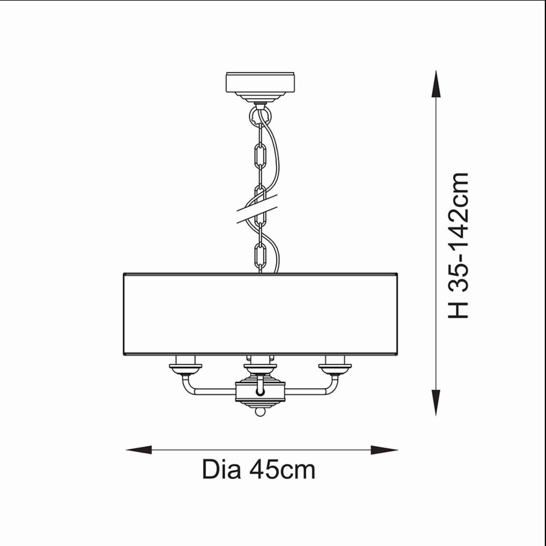 Endon Highclere Brushed Chrome 3 Light Pendant - Natural Linen Shade