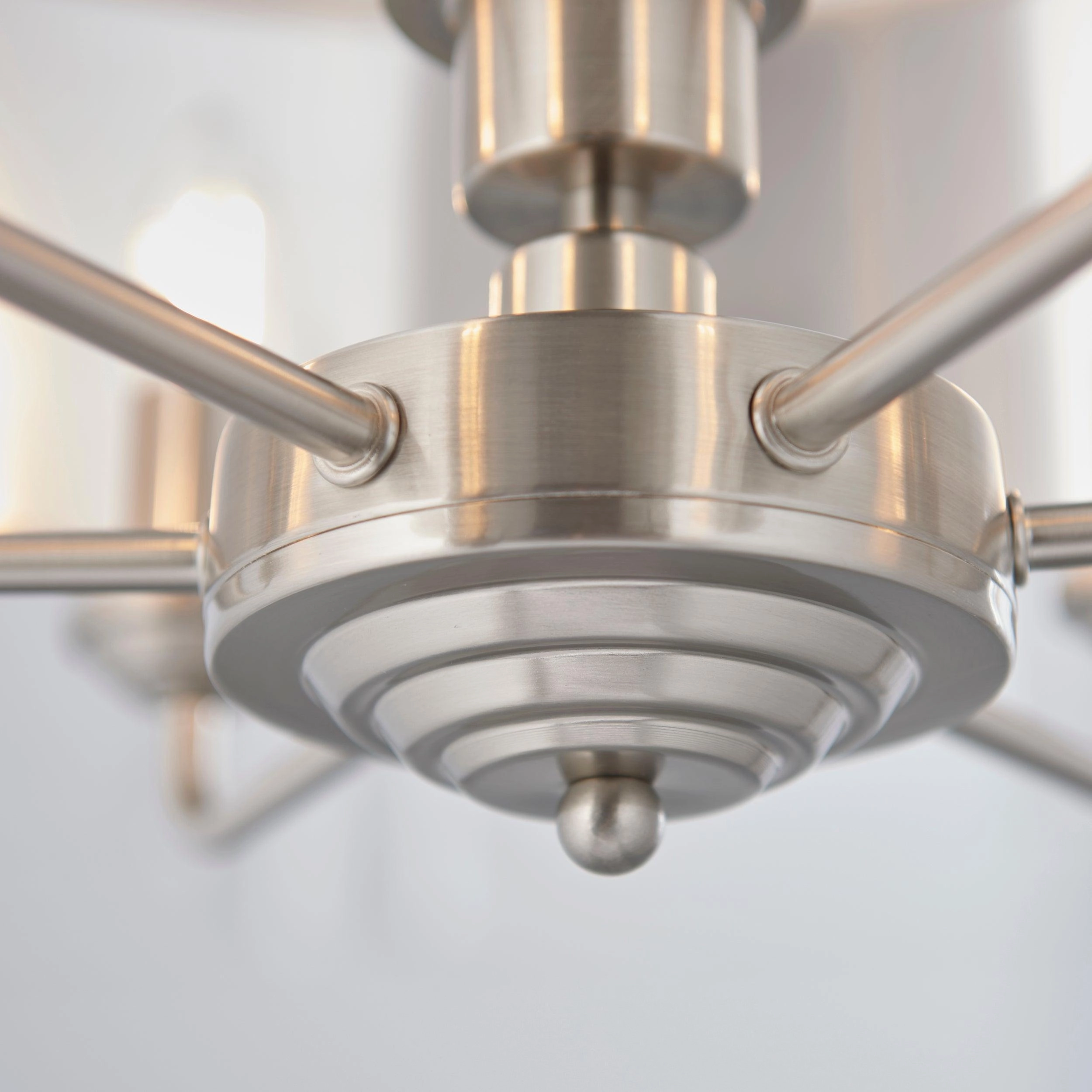 Endon Highclere Brushed Chrome 6 Light Pendant - Natural Linen Shade