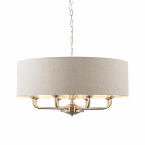 Endon Highclere Brushed Chrome 8 Light Pendant - Natural Linen Shade simple ceiling design light