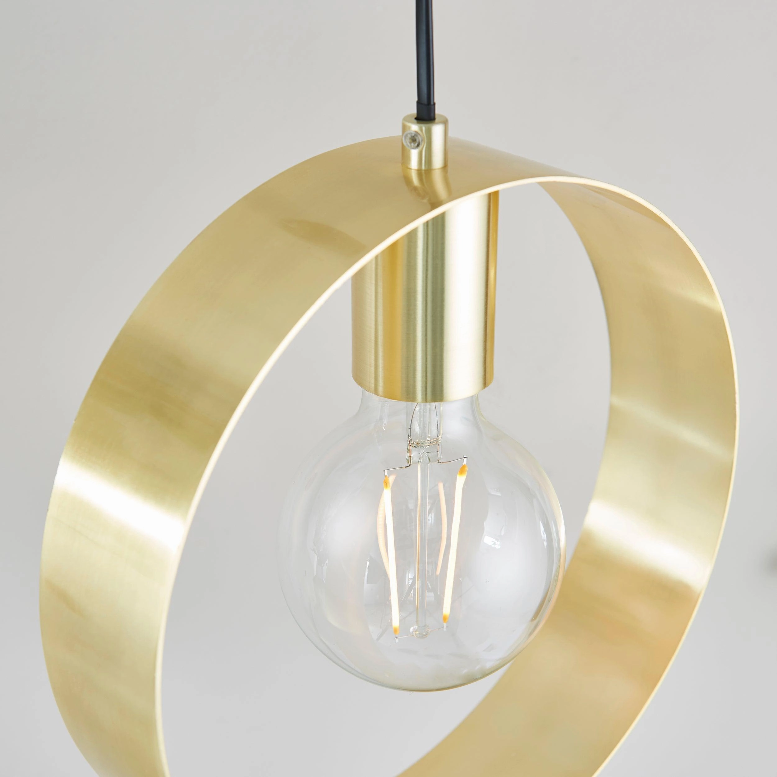 Endon Hoop 1 Light Brass Ceiling Pendant
