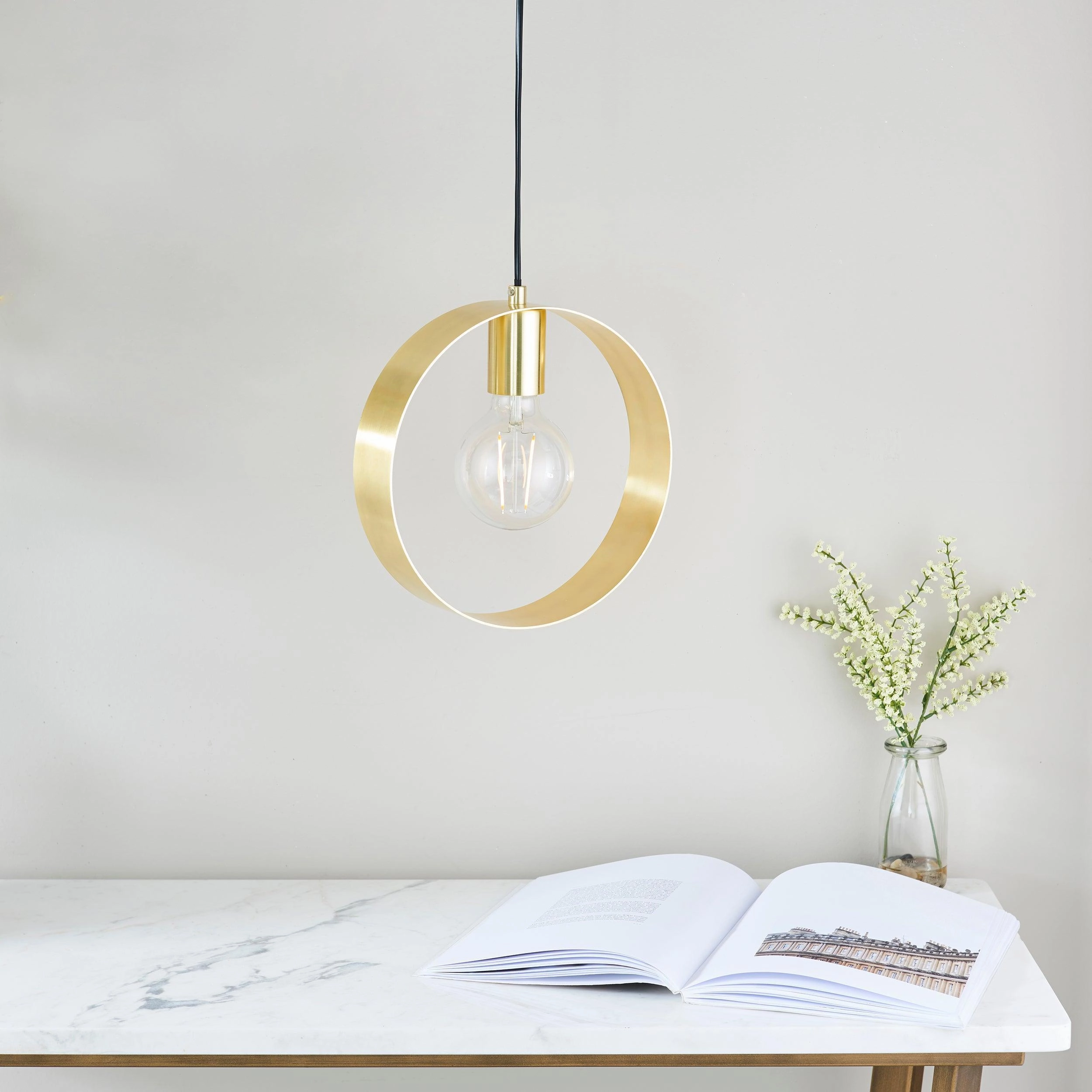 Endon Hoop 1 Light Brass Ceiling Pendant