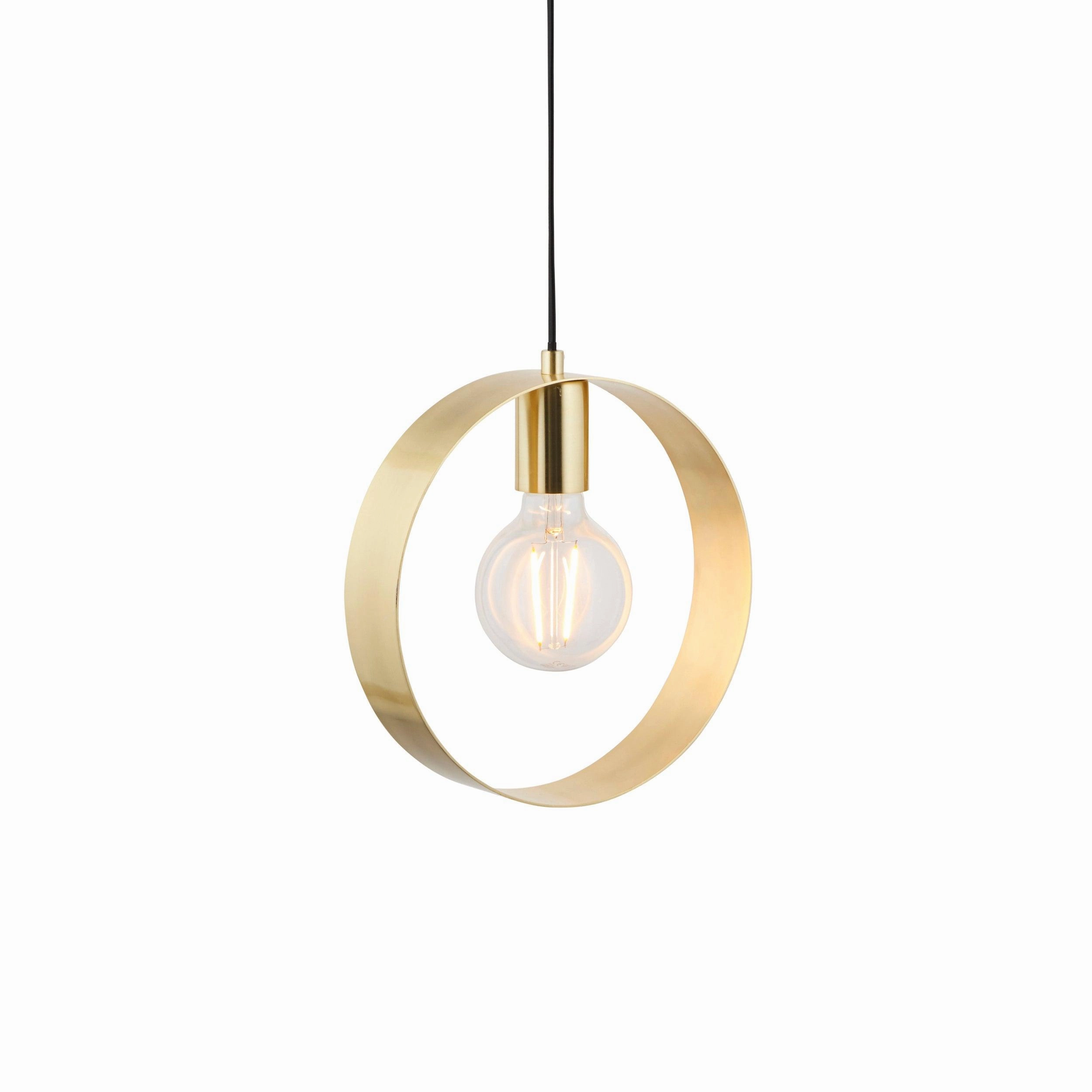 Endon Hoop 1 Light Brass Ceiling Pendant