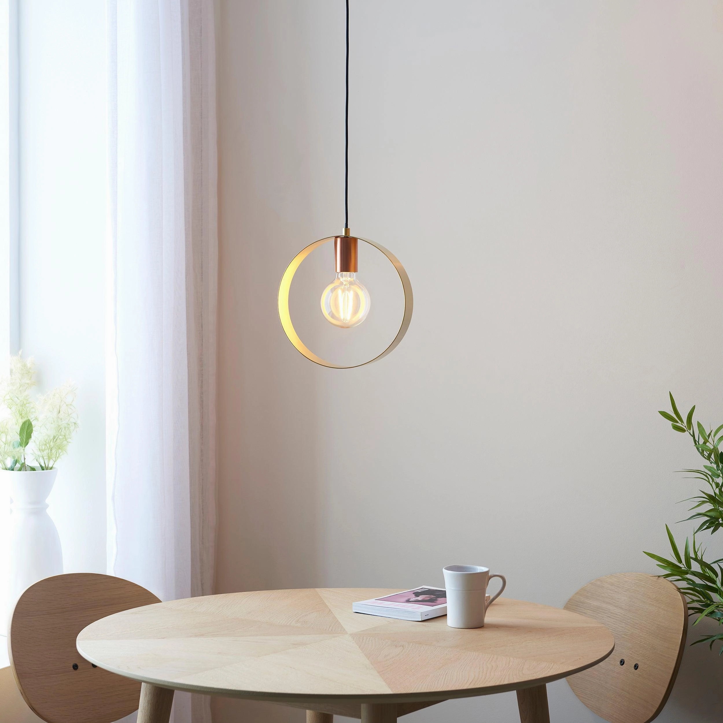 Endon Hoop 1 Light Brass Finish Pendant Ceiling Light
