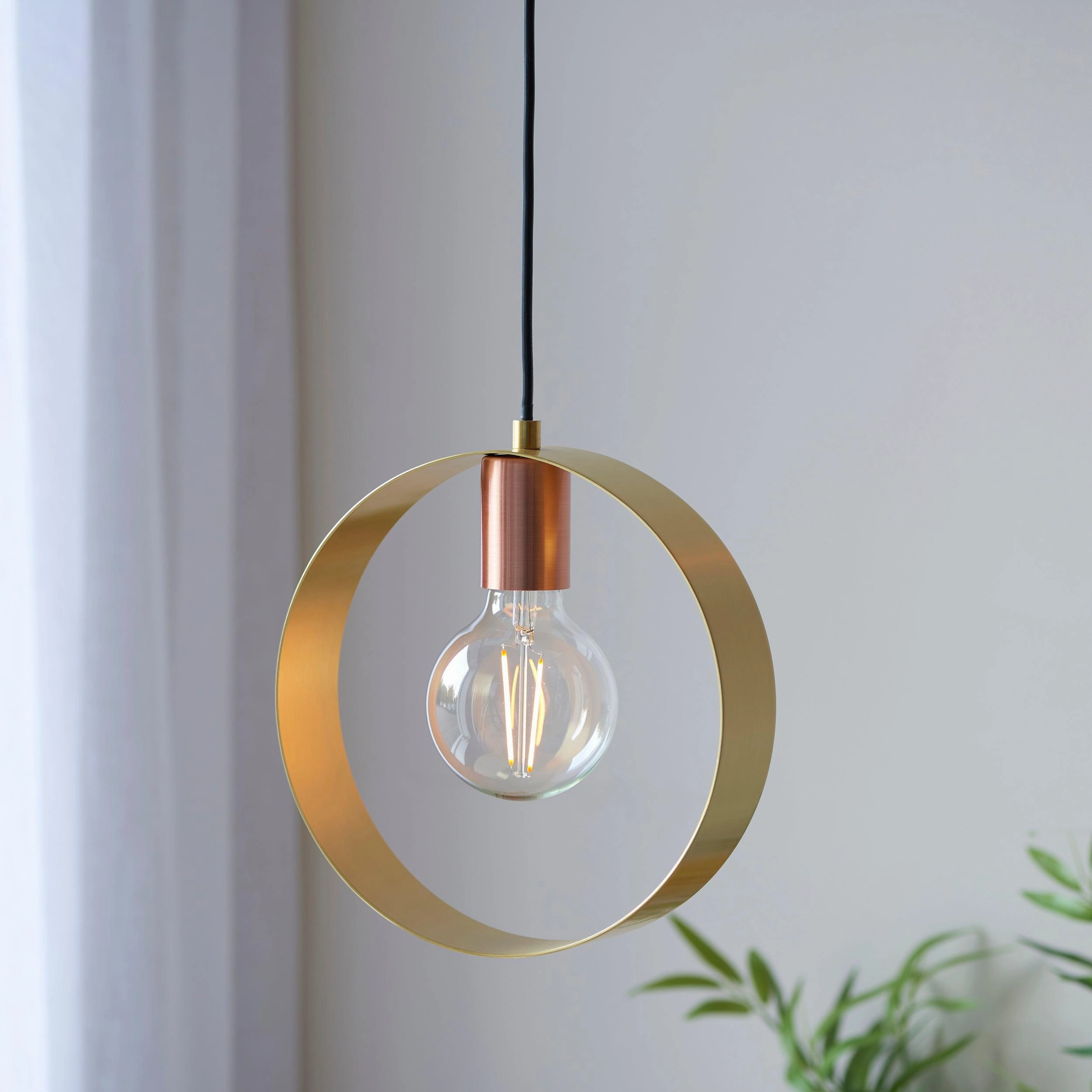 Endon Hoop 1 Light Brass Finish Pendant Ceiling Light