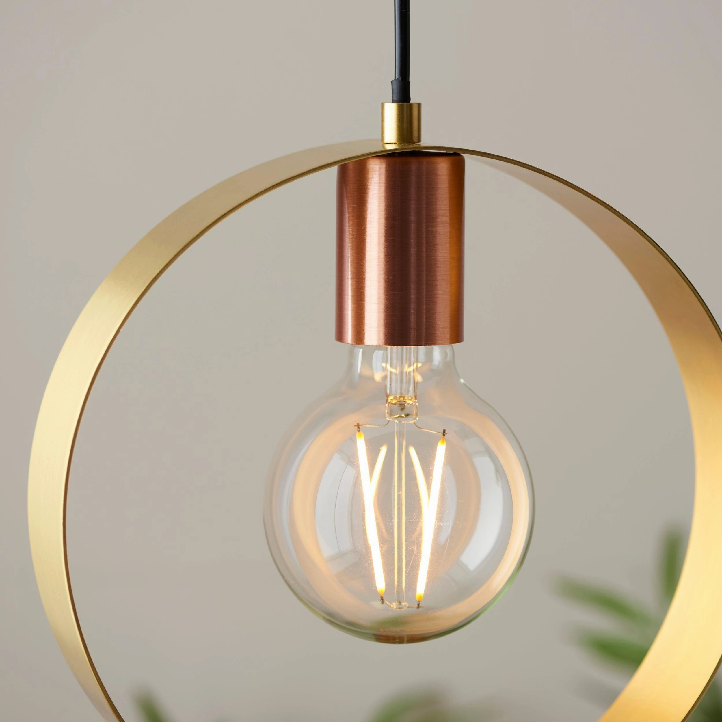 Endon Hoop 1 Light Brass Finish Pendant Ceiling Light