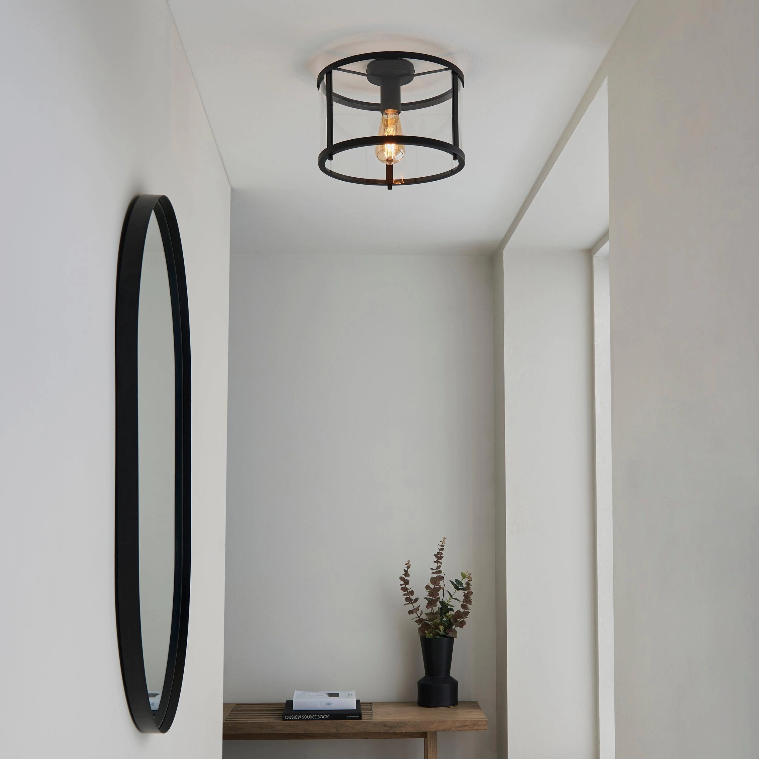 Endon Hopton 1 Light Black Flush Ceiling Light