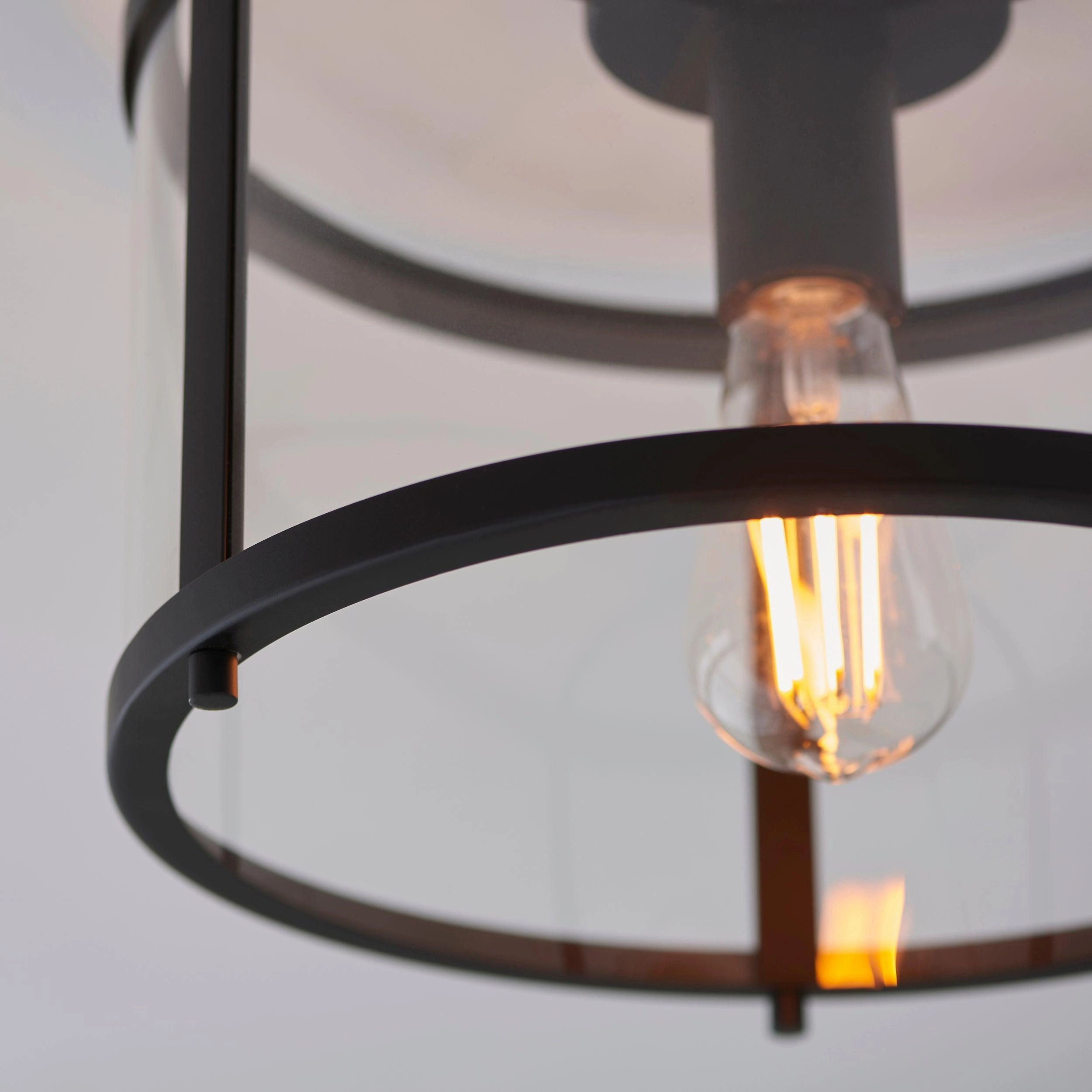Endon Hopton 1 Light Black Flush Ceiling Light