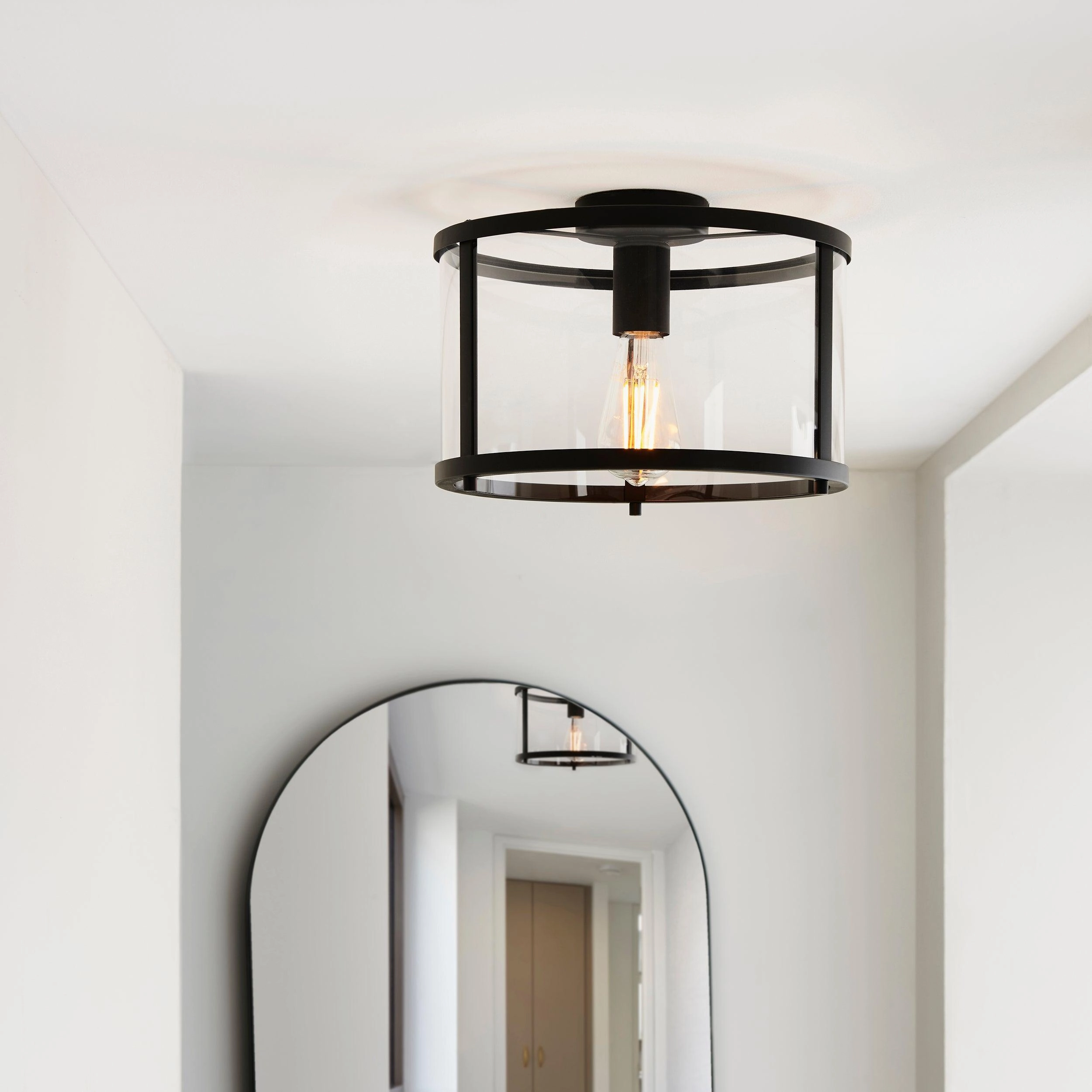 Endon Hopton 1 Light Black Flush Ceiling Light