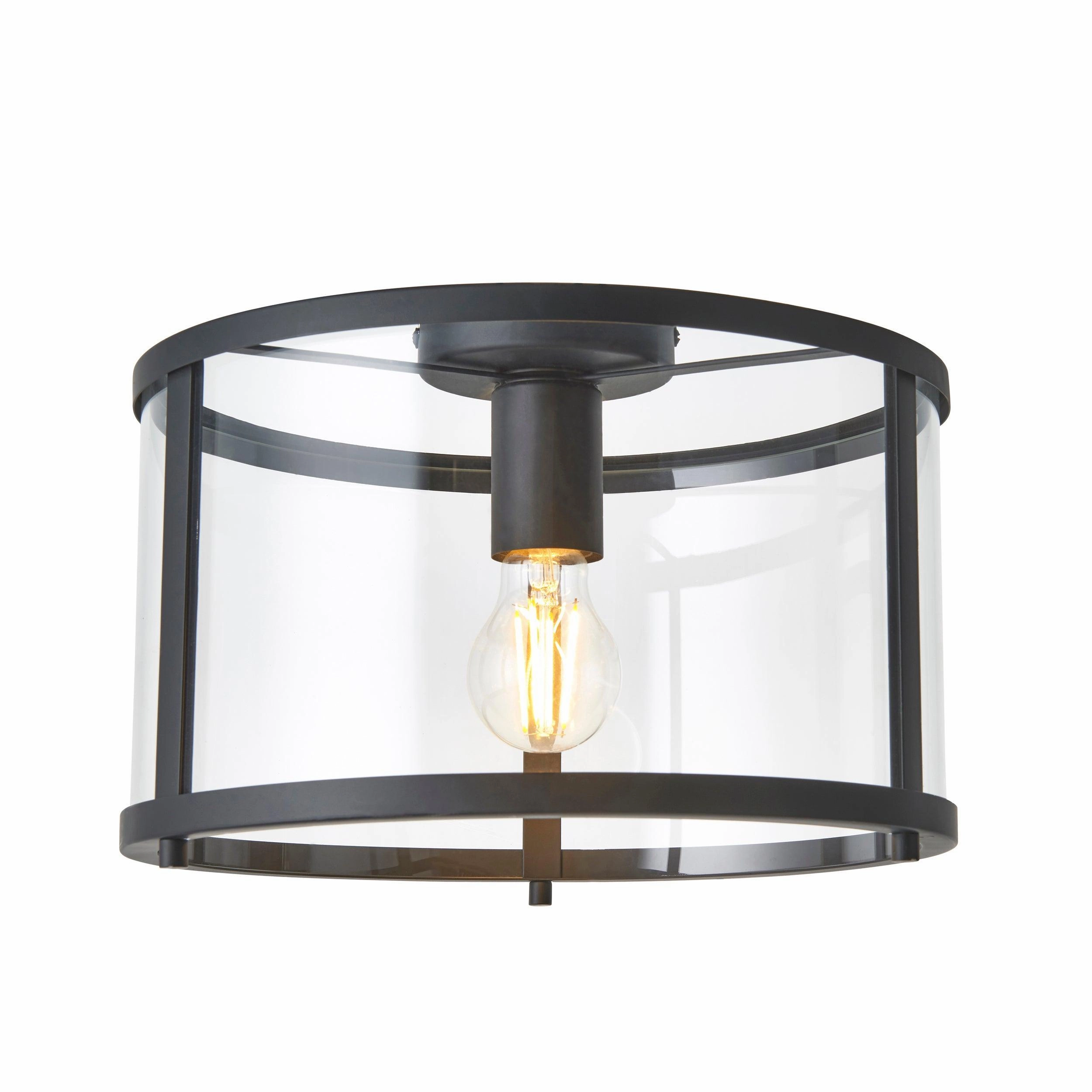 Endon Hopton 1 Light Black Flush Ceiling Light