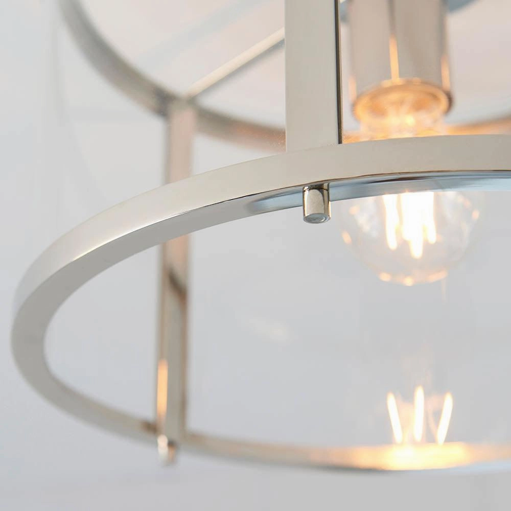 Endon Hopton 1 Light Flush Polished Nickel Ceiling Light