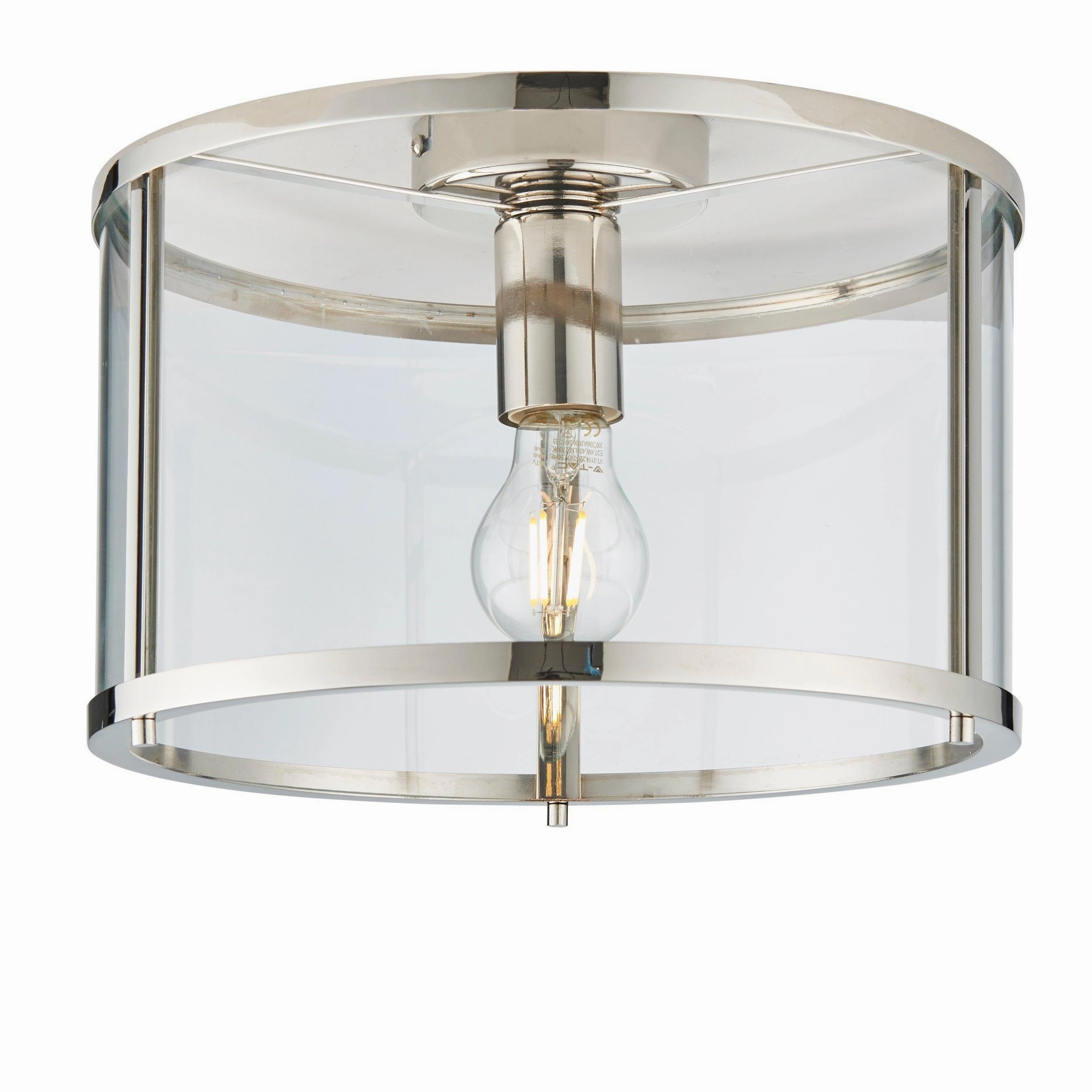 Endon Hopton 1 Light Flush Polished Nickel Ceiling Light