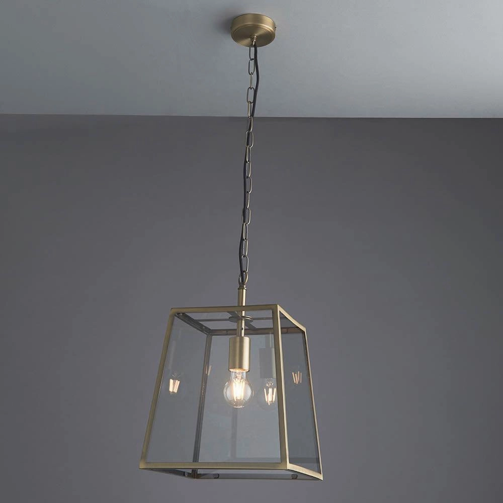 Endon Hurst 1 Light Antique Brass Ceiling Pendant