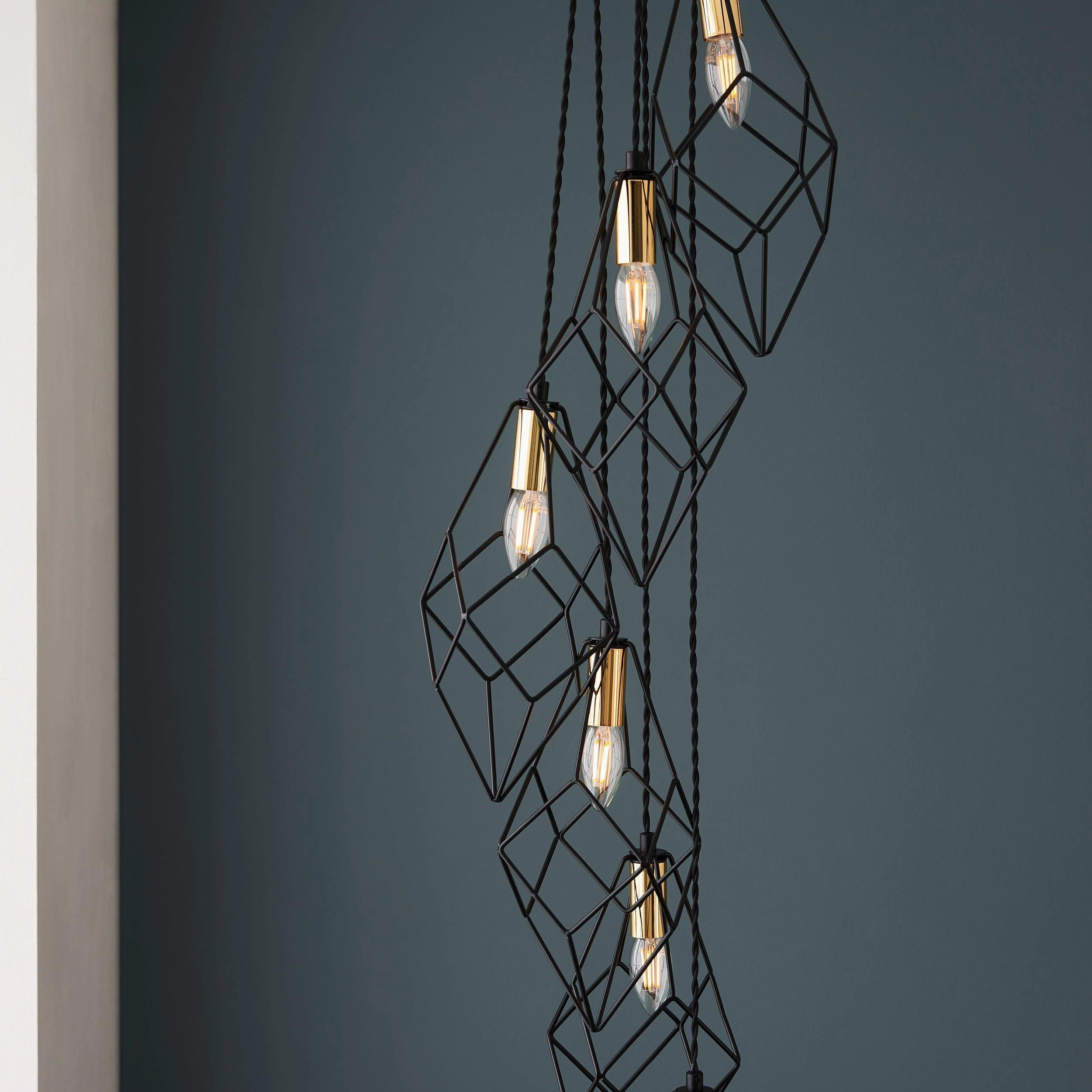 Endon Jaxon 6 Light Black Industrial Ceiling Pendant