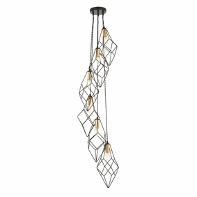 Endon Jaxon 6 Light Black Industrial Ceiling Pendant minimalist ceiling light