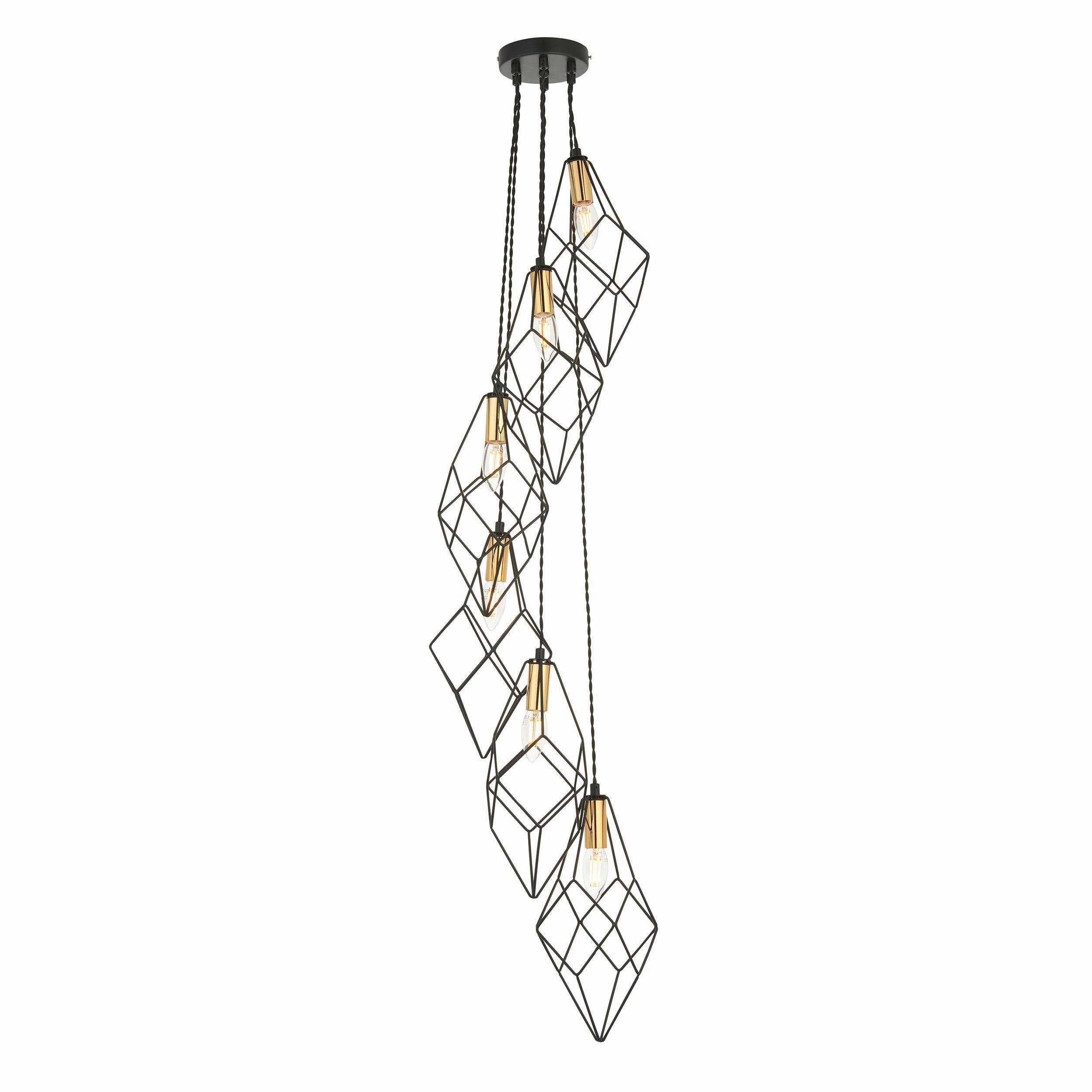 Endon Jaxon 6 Light Black Industrial Ceiling Pendant minimalist ceiling light