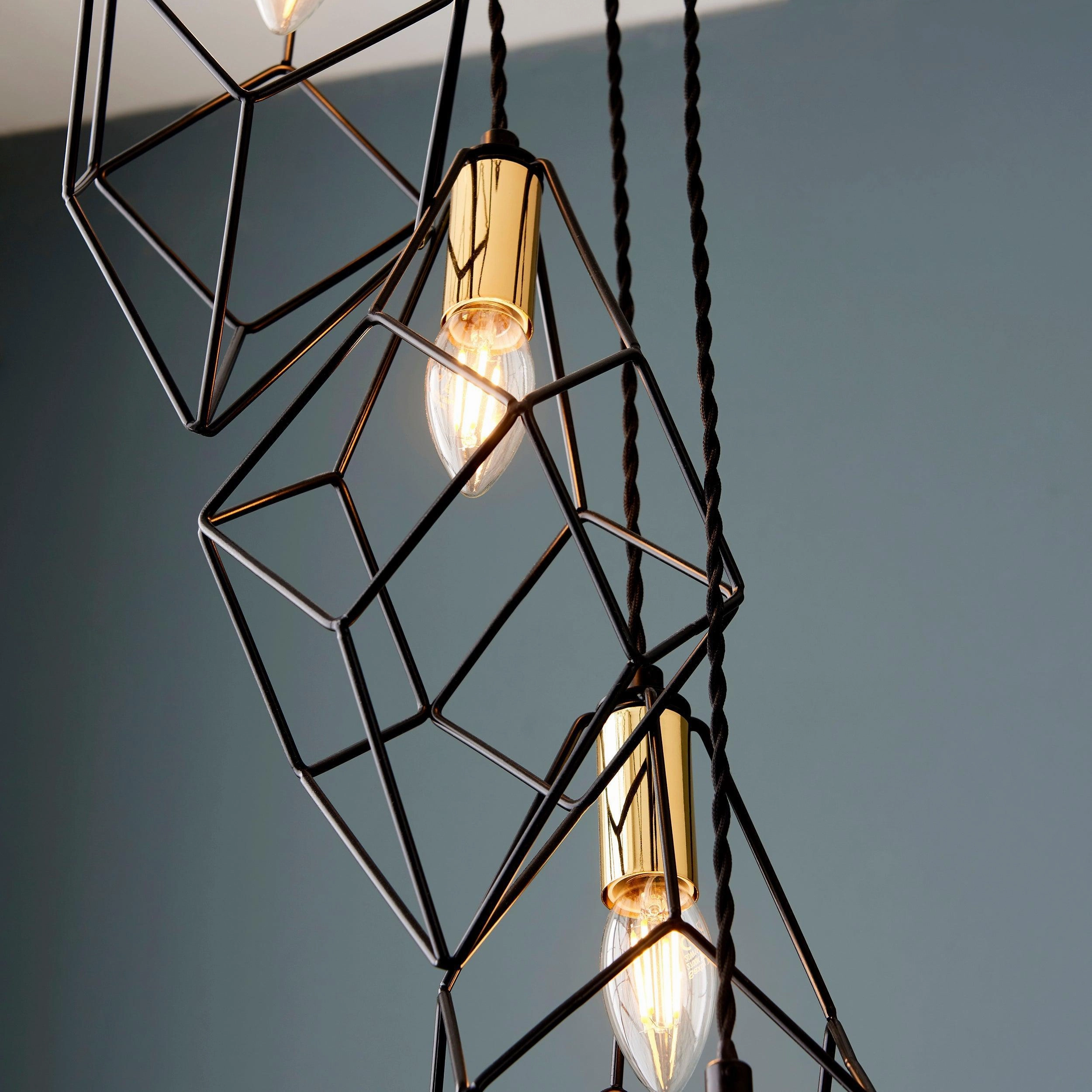 Endon Jaxon 6 Light Black Industrial Ceiling Pendant