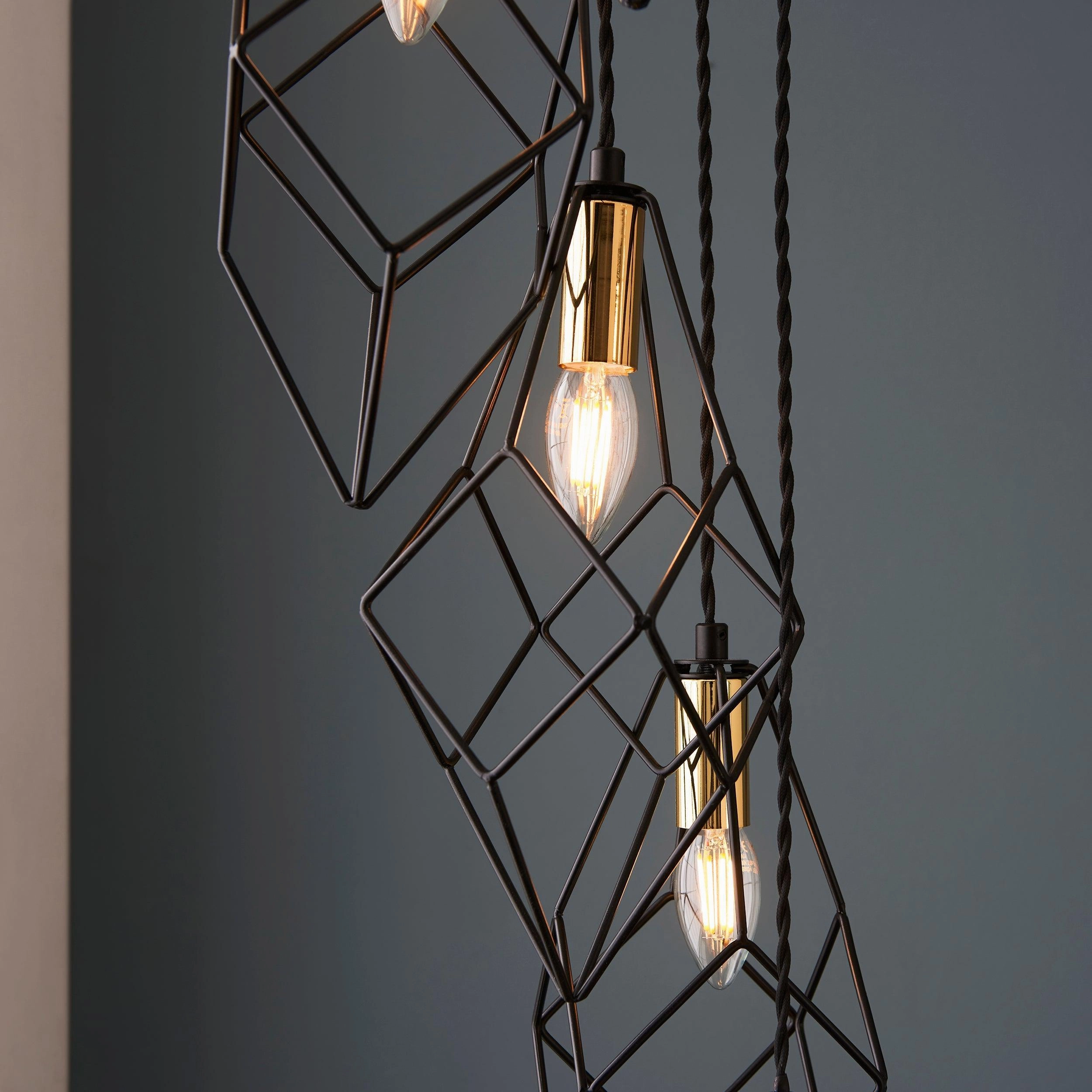 Endon Jaxon 6 Light Black Industrial Ceiling Pendant