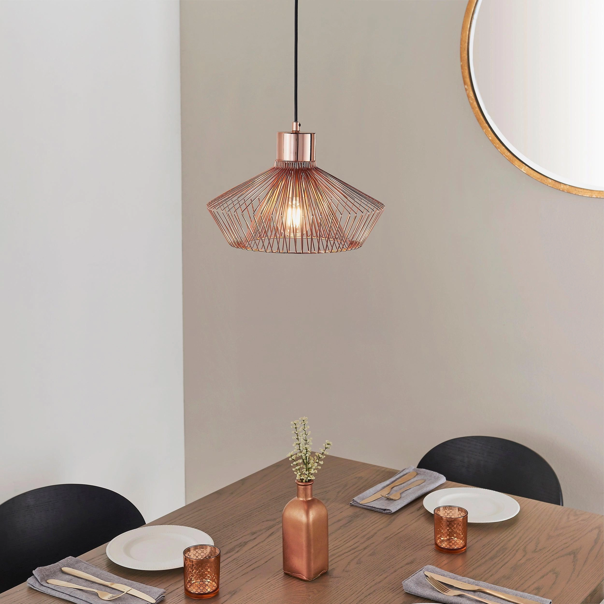 Endon Kimberley 1 Light Copper Ceiling Pendant Light