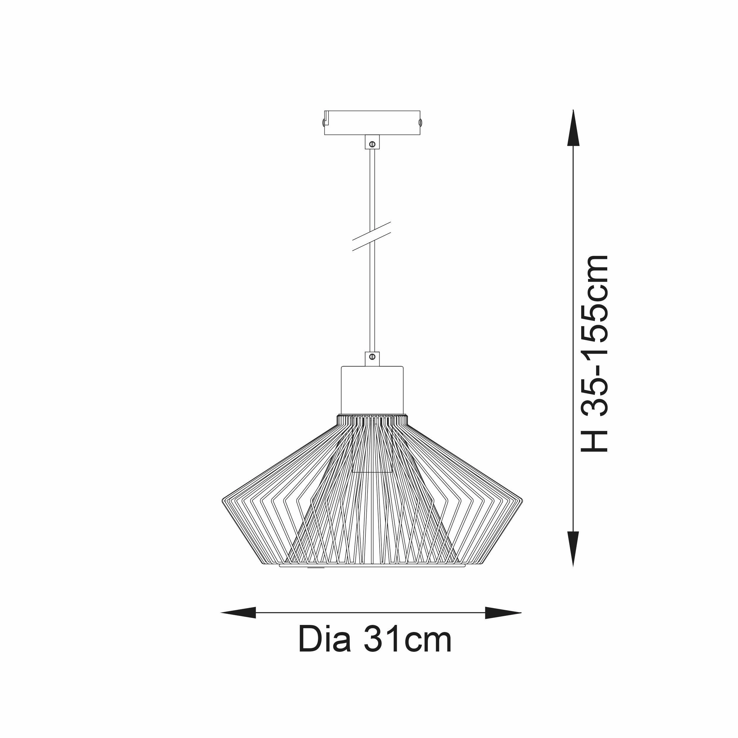 Endon Kimberley 1 Light Copper Ceiling Pendant Light