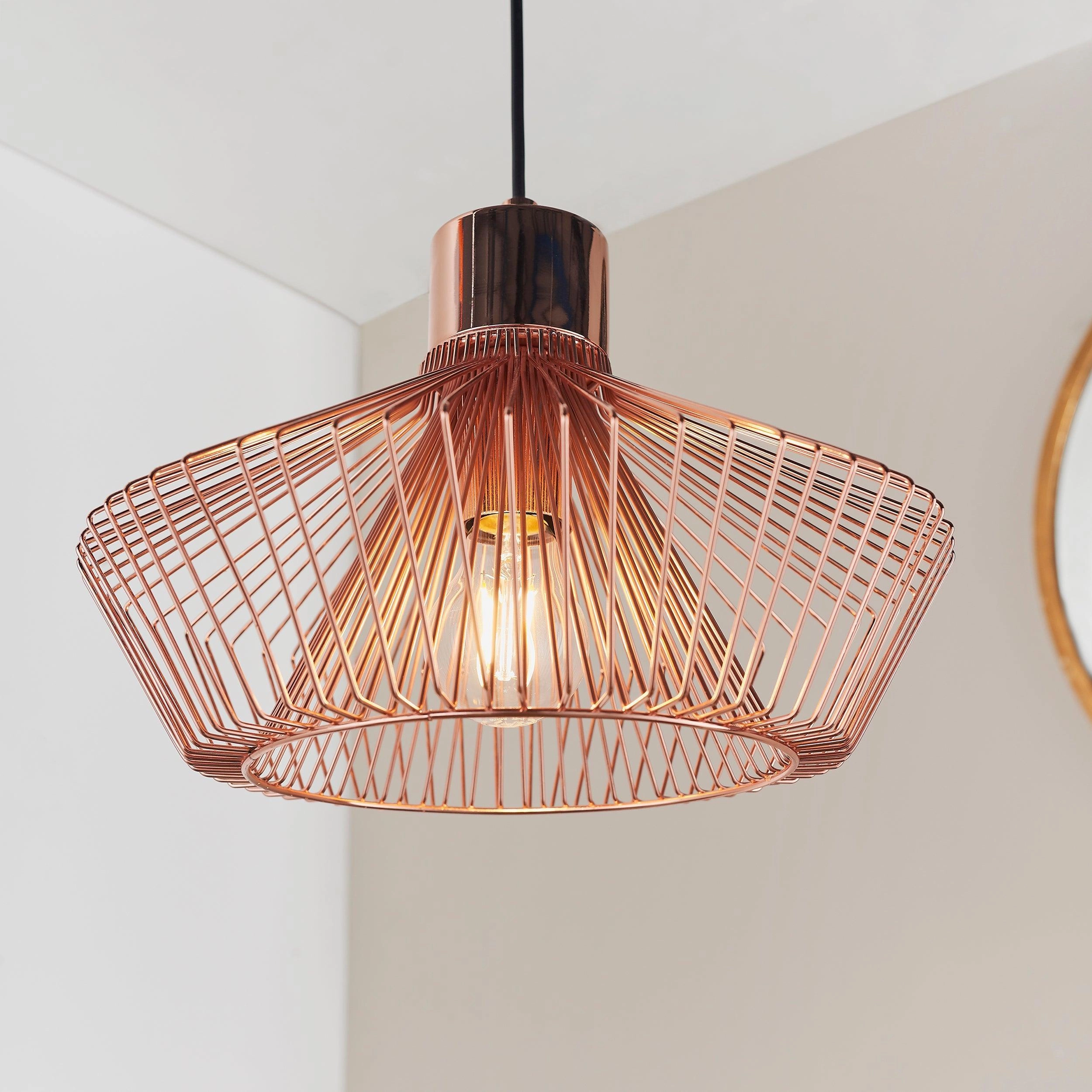 Endon Kimberley 1 Light Copper Ceiling Pendant Light