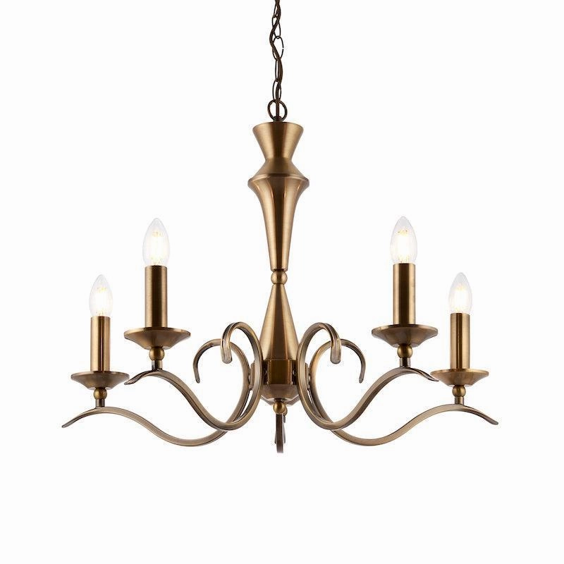 Endon Kora Antique Brass 5 Light Chandelier