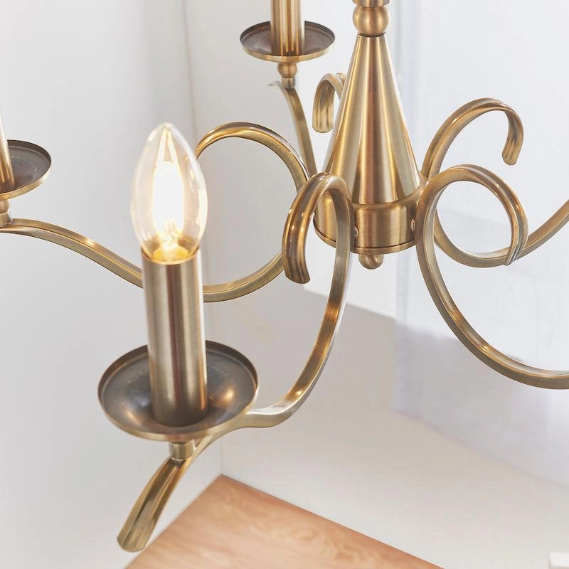 Endon Kora Antique Brass 5 Light Chandelier