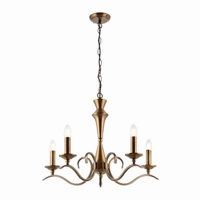 Endon Kora Antique Brass 5 Light Chandelier simple ceiling design light