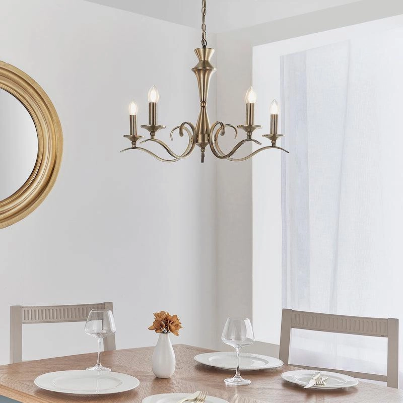 Endon Kora Antique Brass 5 Light Chandelier