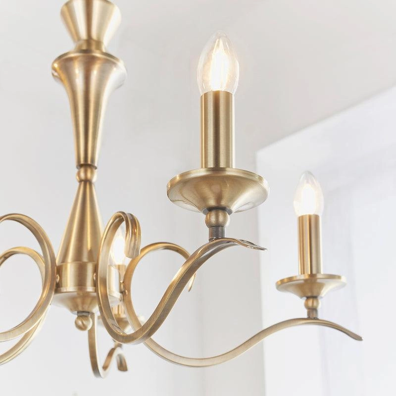 Endon Kora Antique Brass 5 Light Chandelier