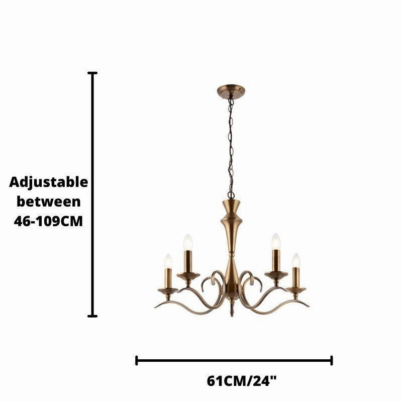 Endon Kora Antique Brass 5 Light Chandelier