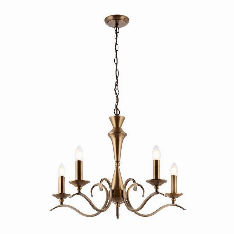 Endon Kora Antique Brass 5 Light Chandelier simple ceiling design light