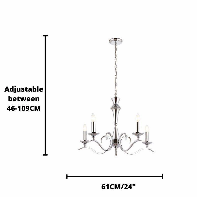 Endon Kora Chrome Finish 5 Light Chandelier