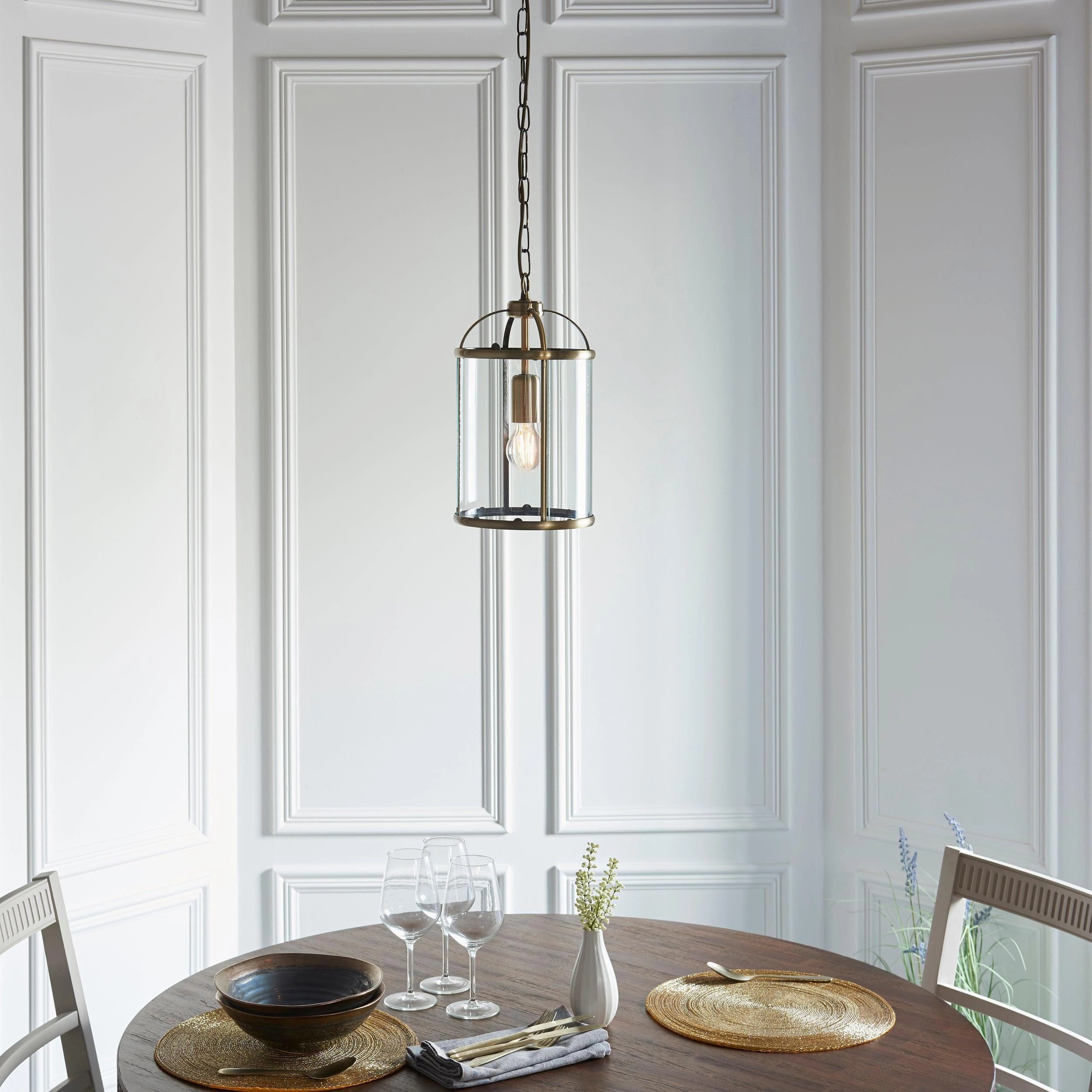 Endon Lambeth Brass Ceiling Lantern 1 Light